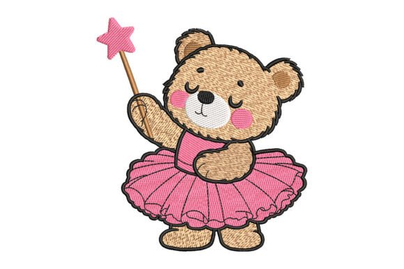 Adorable Baby Teddy Bear Girl Embroidery