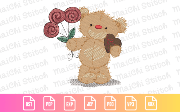 Valentine Teddy Bear Embroidery